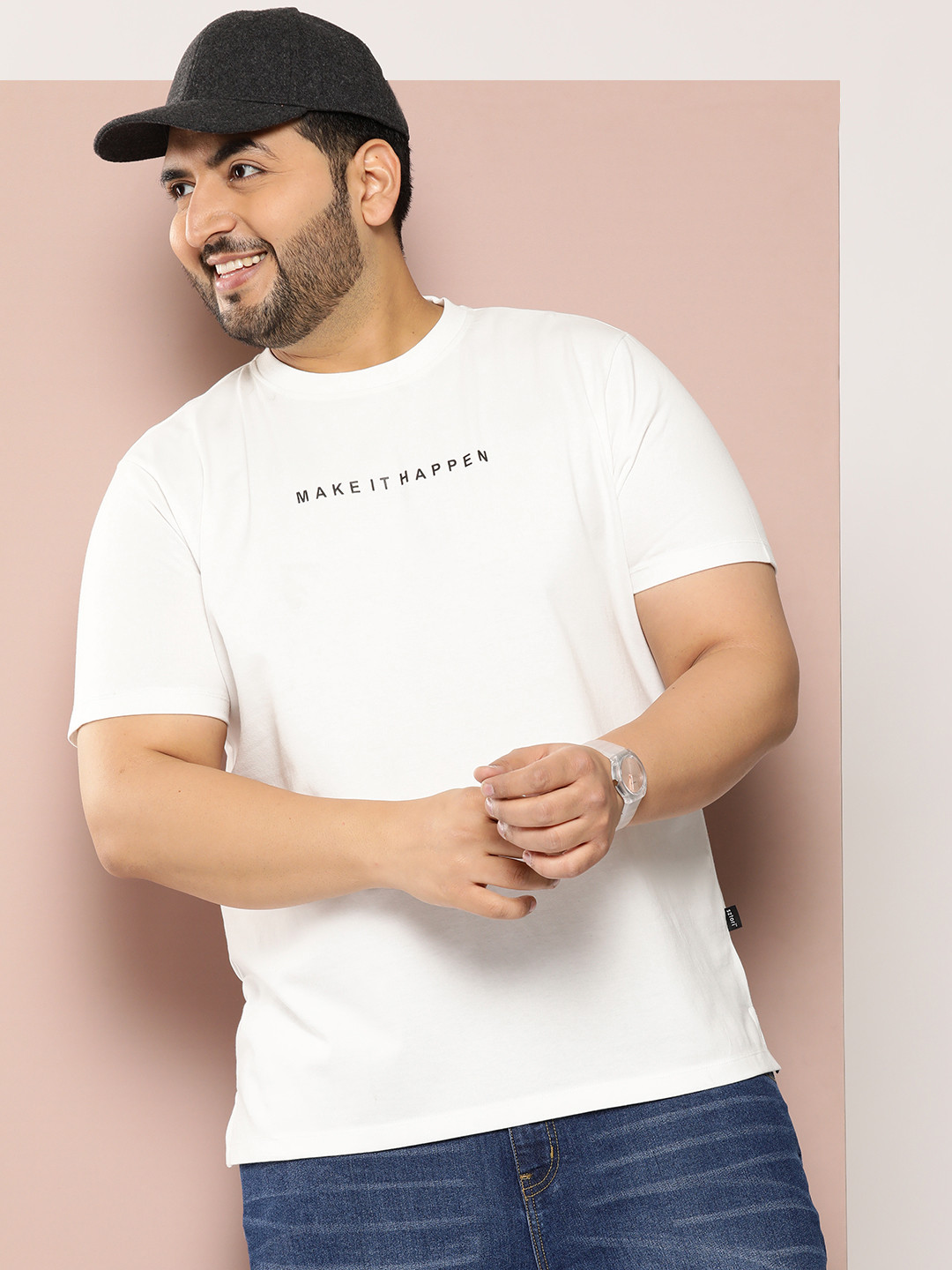 Sztori Men Plus Size Typography Printed Bio Finish T-shirt