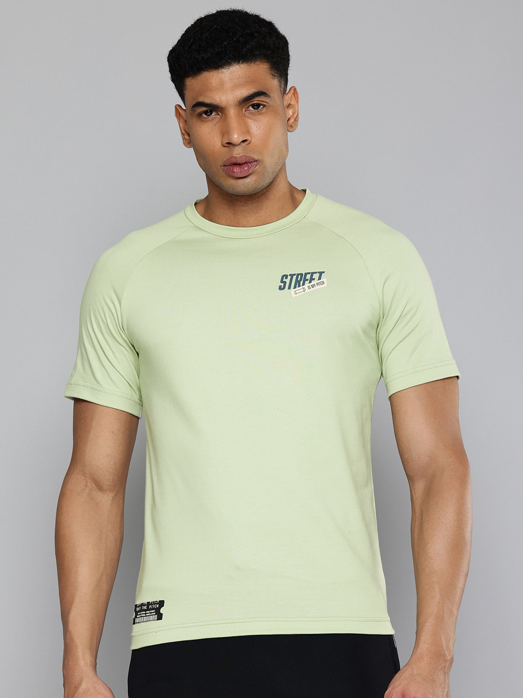 Decathlon Men Green Printed Round Neck Cricket T-Shirt