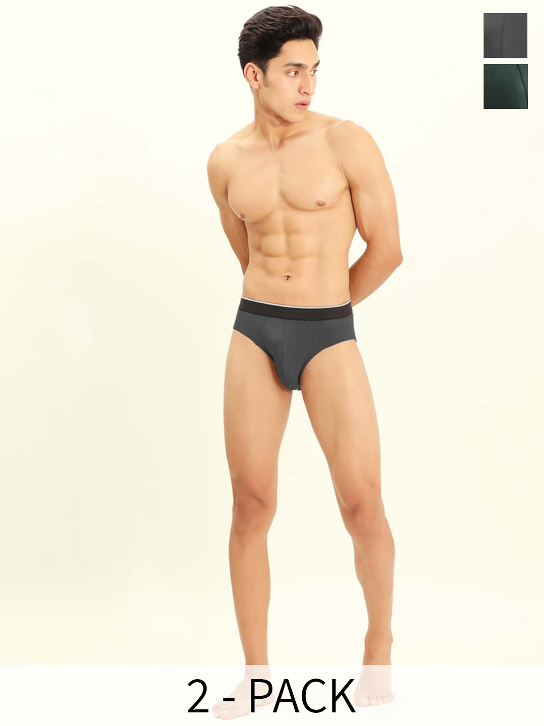 BRIEFLY Pack Of 2 Mid Rise Breathable Hipster Briefs 2PAK-V-DG_OG