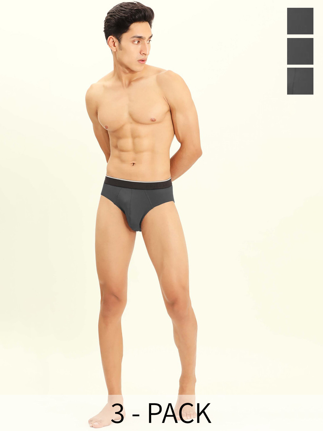 BRIEFLY Pack Of 3 Mid Rise Hipster Briefs  3PAK-V-DG