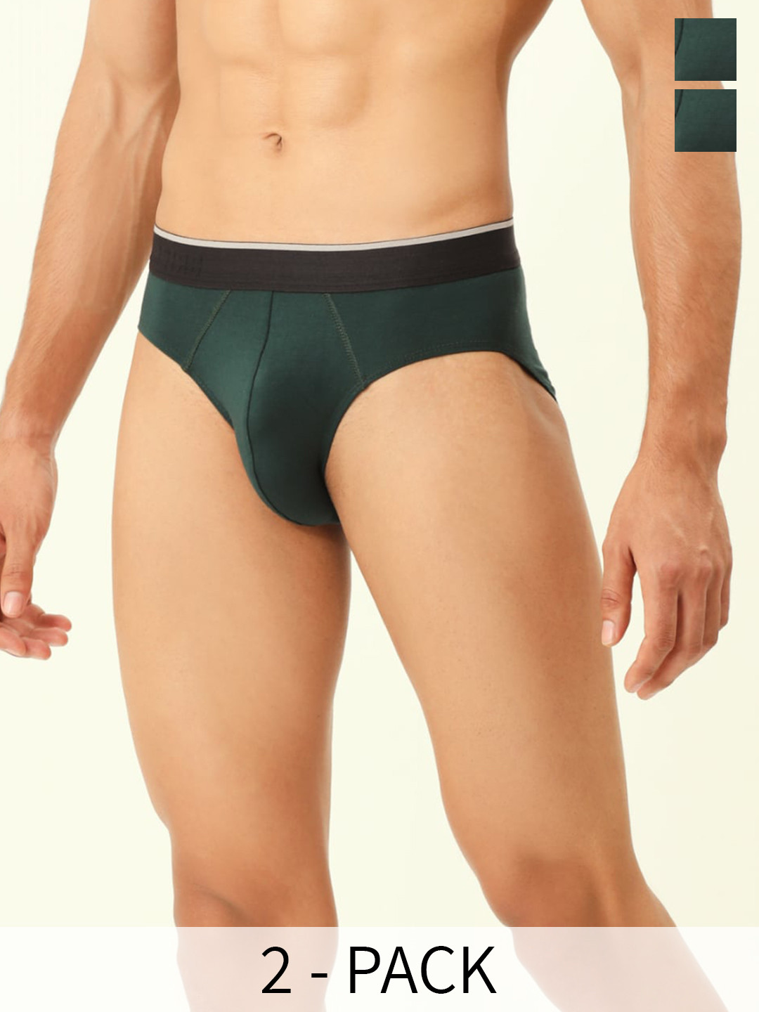 BRIEFLY Pack Of 2 Mid Rise Breathable Mid Rise Briefs 2PAK-V-OG