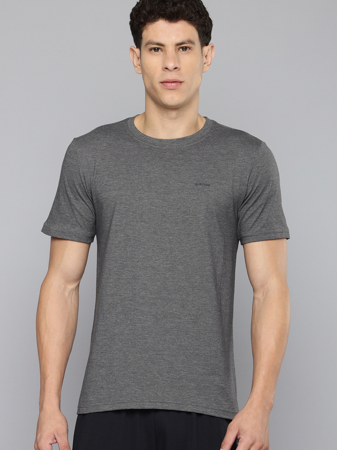 Decathlon QUECHUA - Men Grey Half Sleeve Seamless Comfort T-Shirt