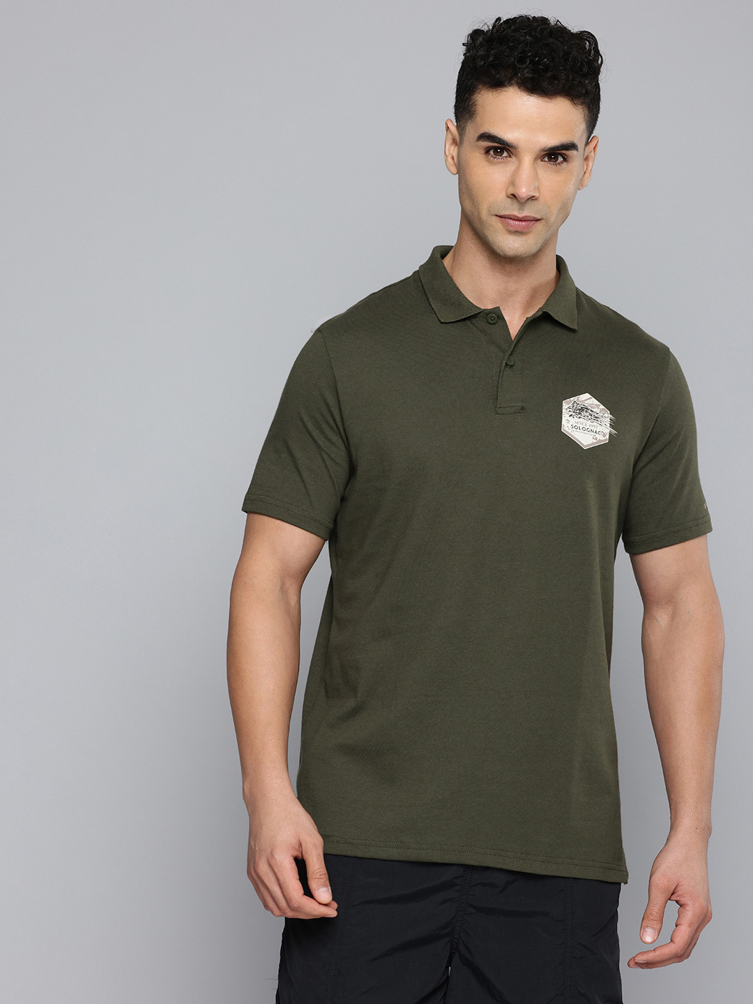 Decathlon SOLOGNAC - Men Solid Hiking Polo T-Shirt