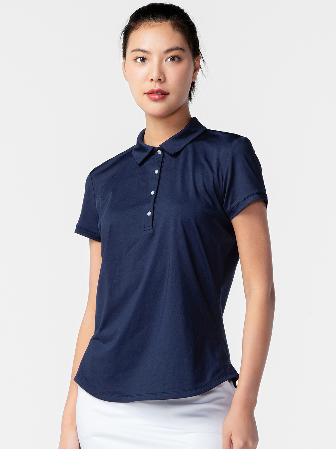 Decathlon INESIS - Women Navy Blue Cotton Polo Collar T-Shirt