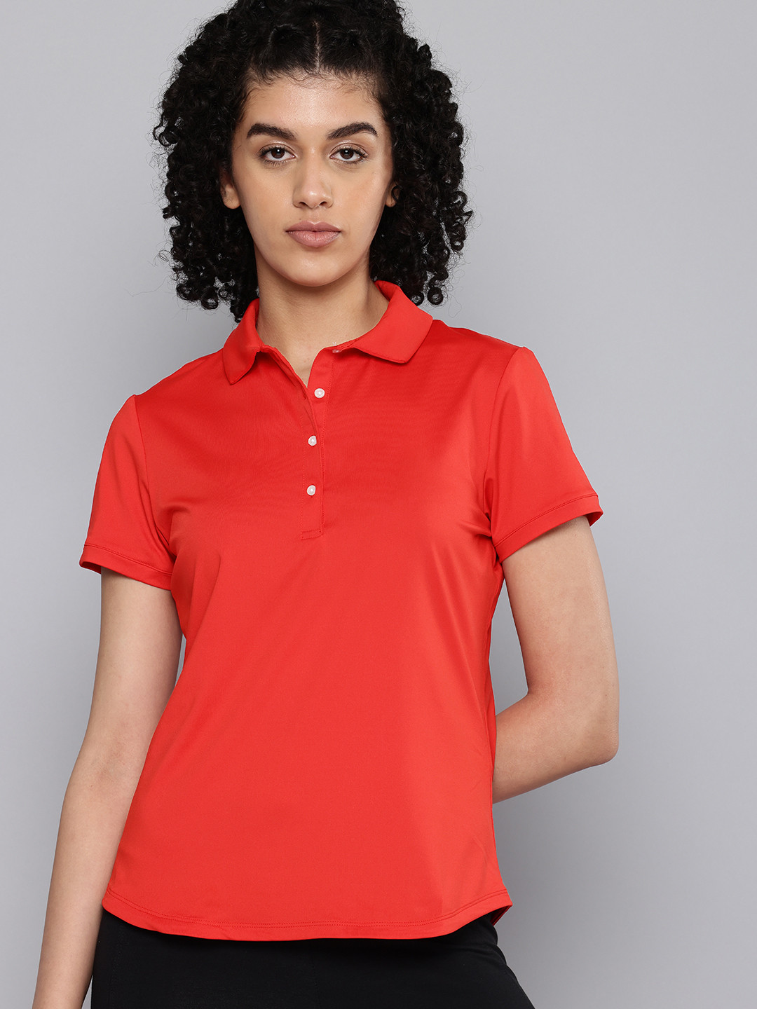 Decathlon INESIS - Women Red Cotton Polo Collar T-Shirt