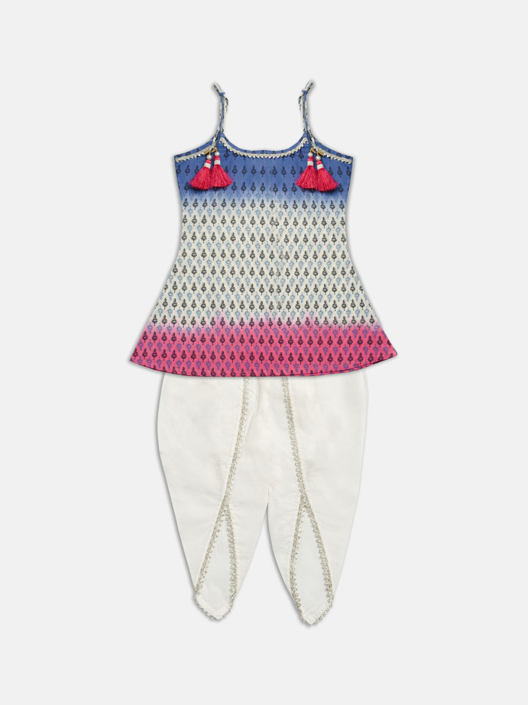 Cute Couture Girls Floral Printed Regular Kurti with Dhoti Pants