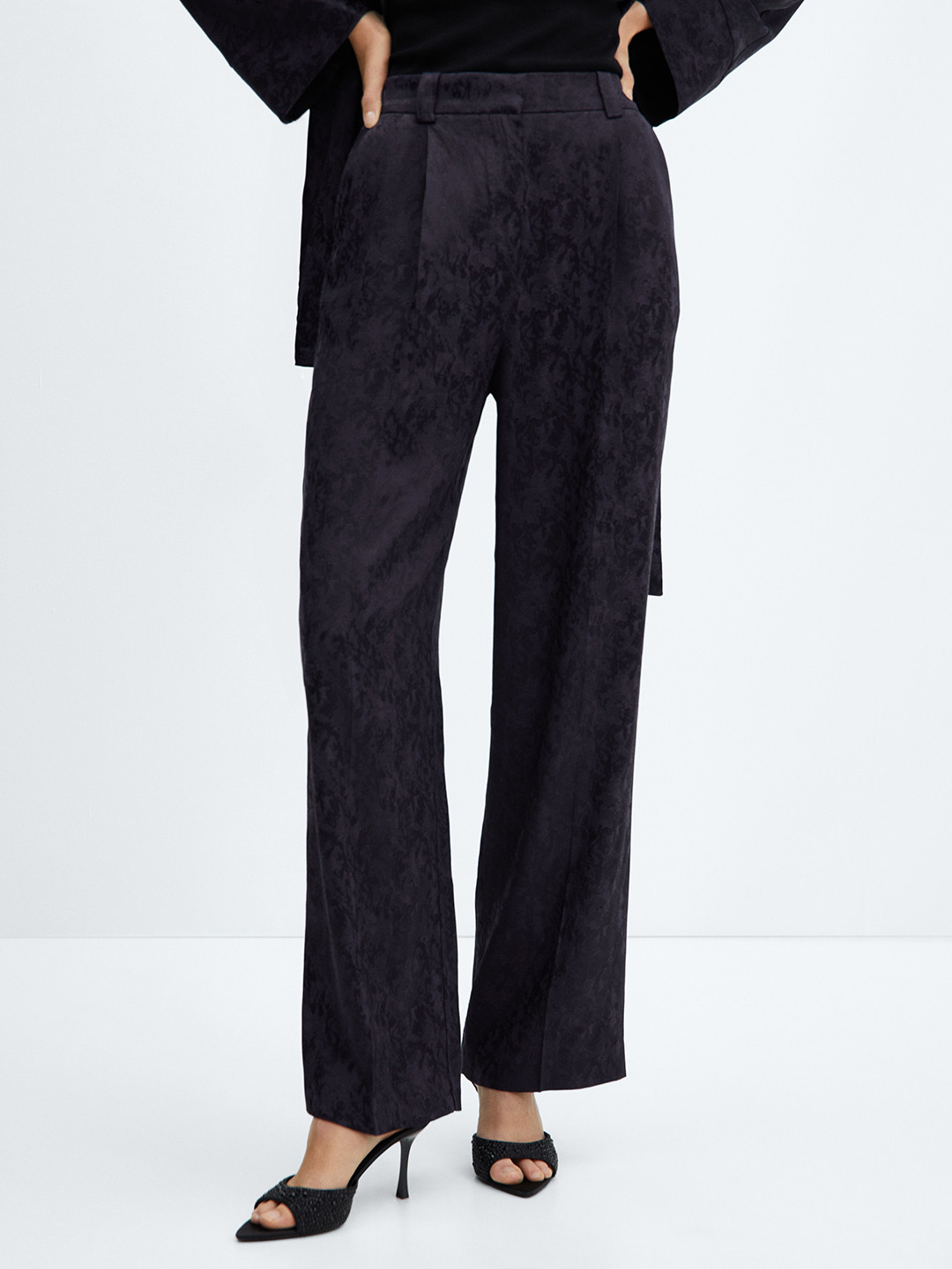 MANGO Women Jacquard Pleated Trousers