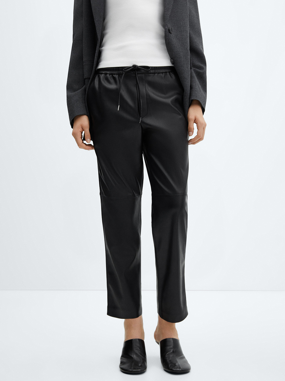 MANGO Leather-Effect Trousers