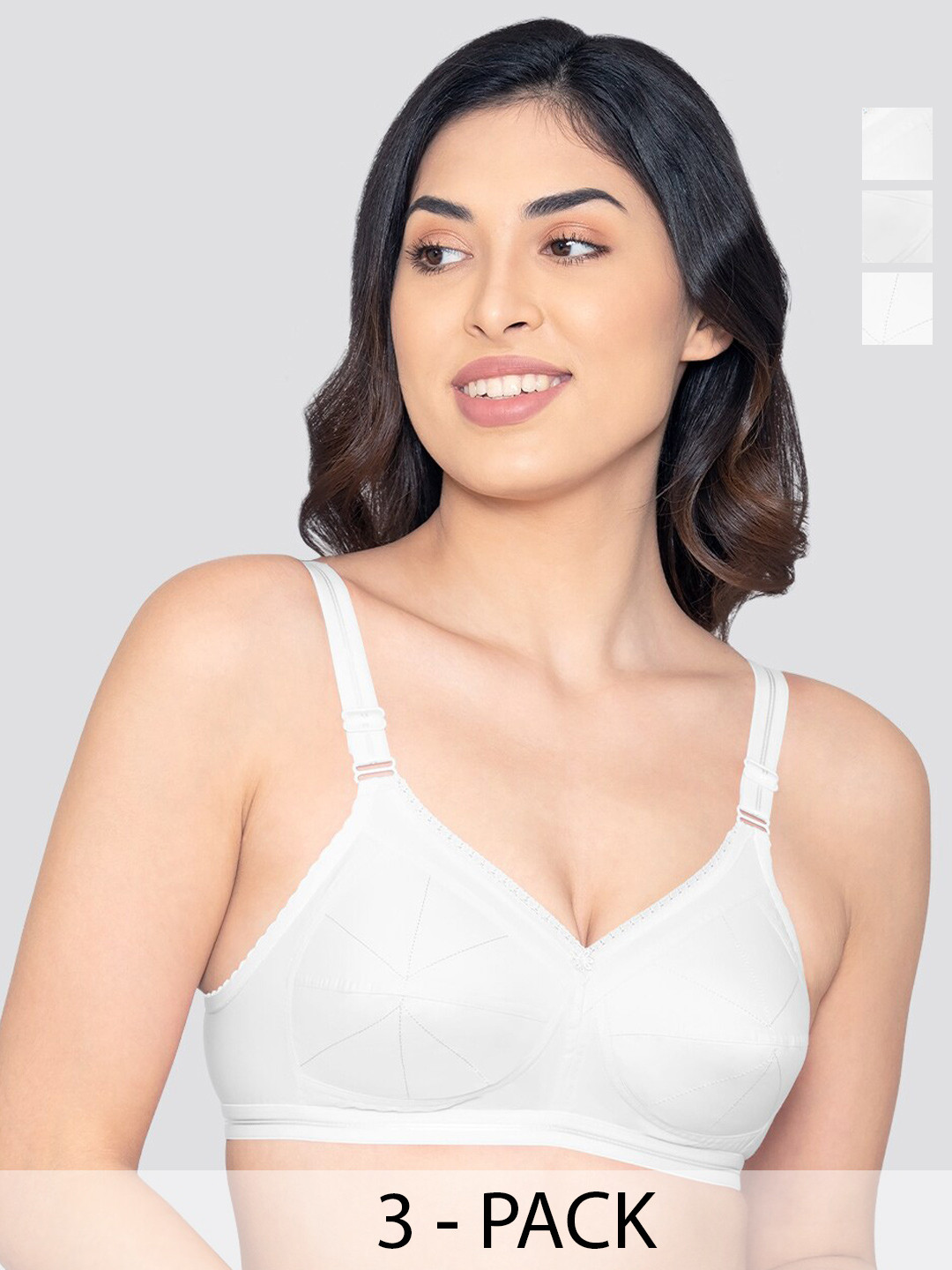 Kalyani Damini Pack of 3 Full Coverage Everyday Bra WHT-WHT-WHT
