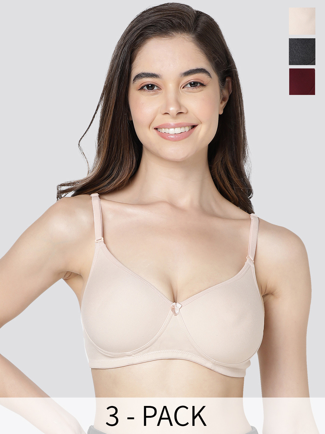 Kalyani Emily Pack of 3 Light Padded T-Shirt Bra BLK-MRN-ND