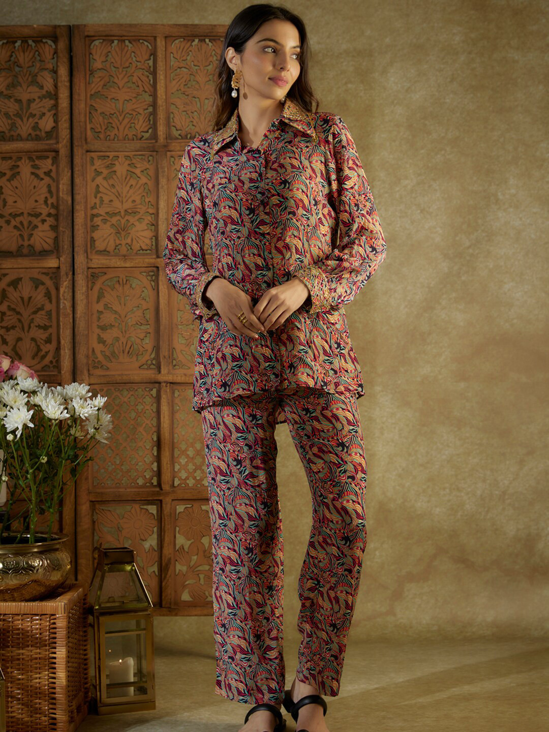 Mehak Murpana Printed Pure Cotton Shirt With Trousers Co-Ords