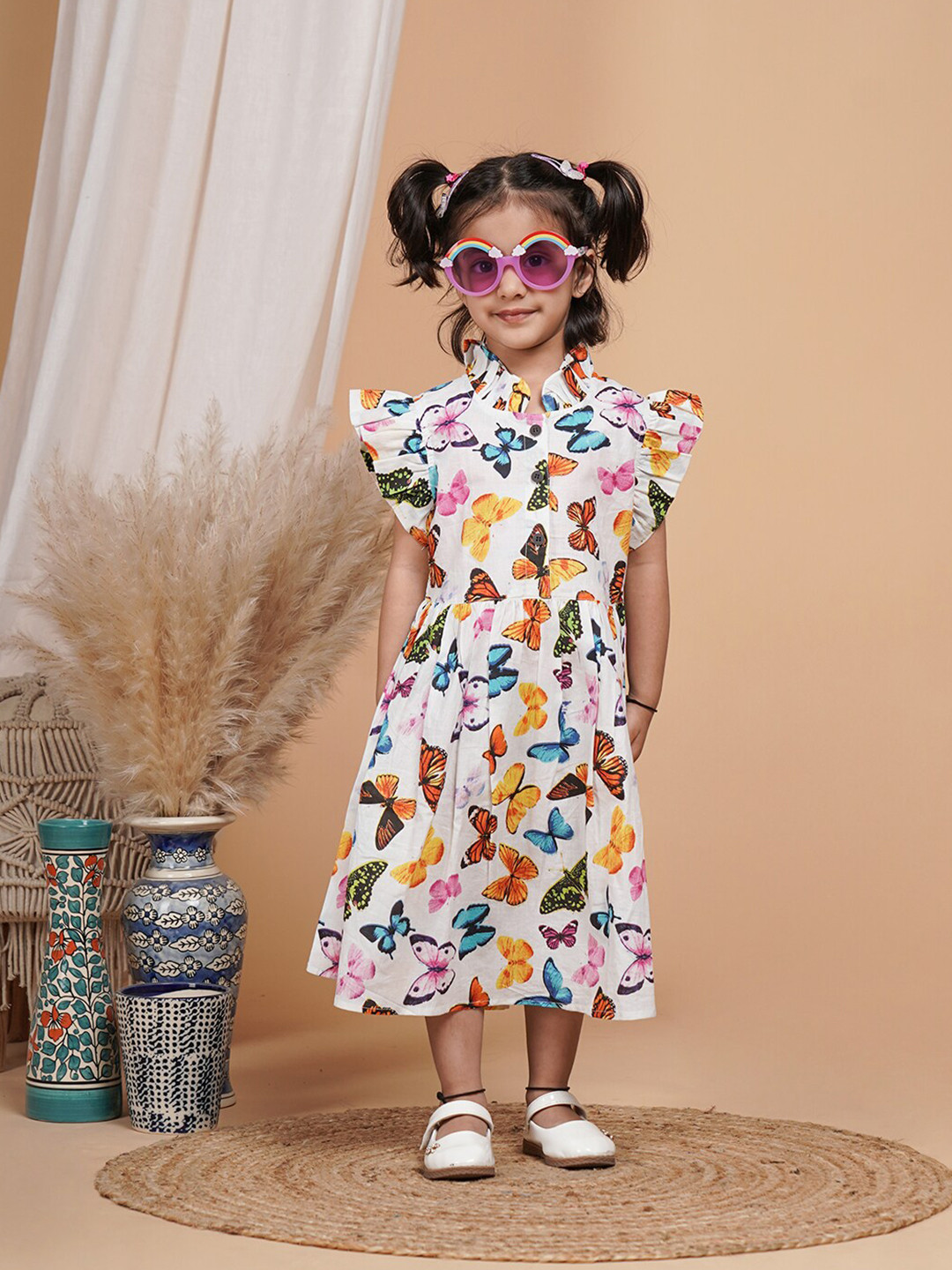 UNBIND Girls Printed Fit and Flare Midi Dress