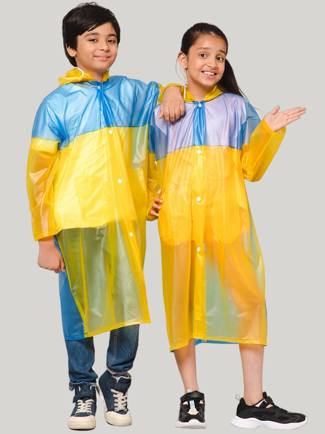 THE CLOWNFISH Puddle Jumper Kids Waterproof Hooded Rain Jacket