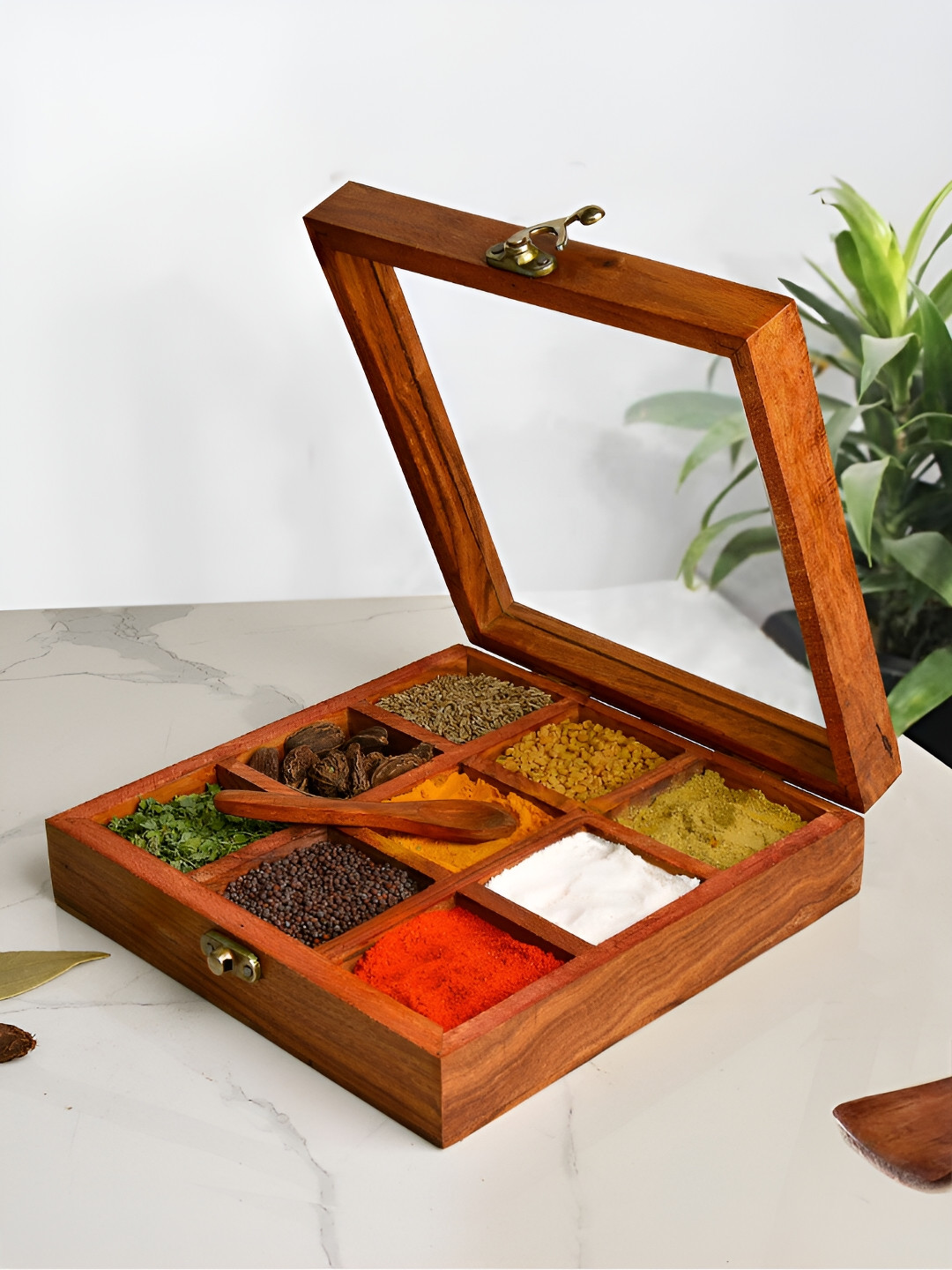 StyleMyWay Brown Wood Spice Box