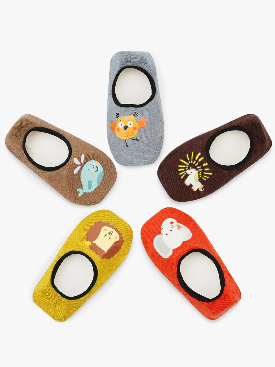 TOFFCRAFT Kids Pack Of 5 Elle & Friends Patterned Shoe Liner Socks