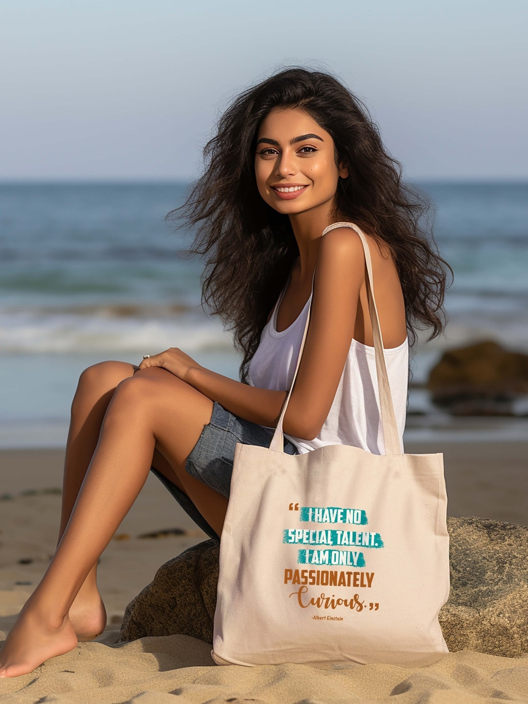 Doodle Printed Oversized Structured Tote Bag