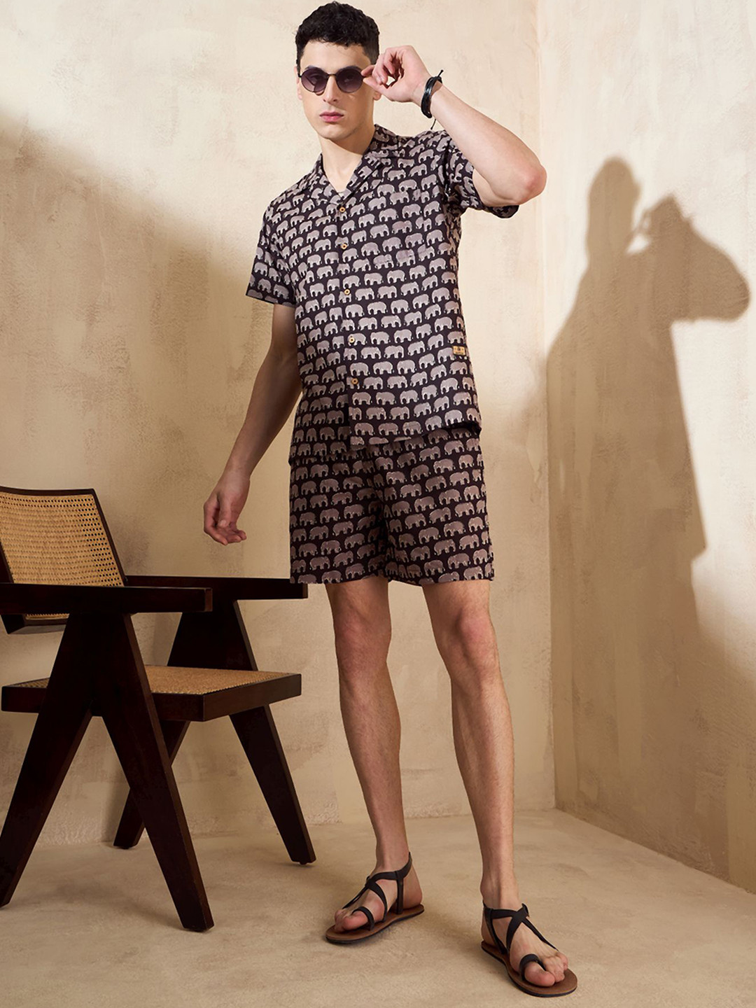 DENNISON Traditional Block Printed Shirt & Shorts Co Ords