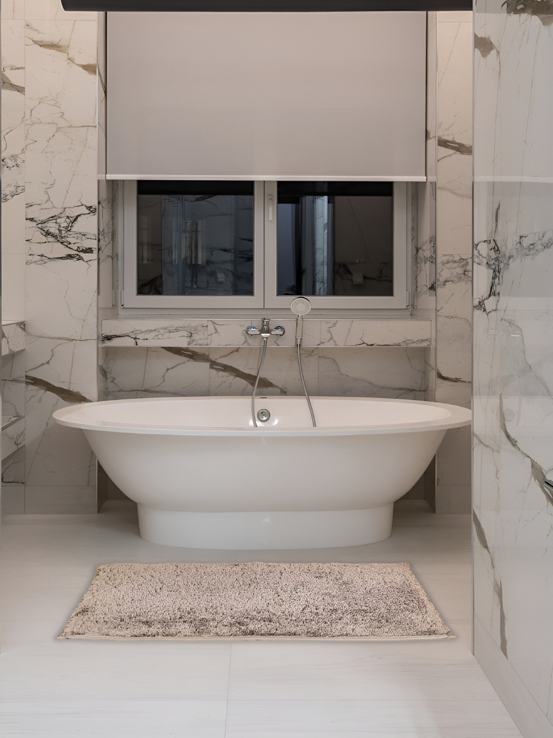 Aura Grey Microfiber Anti-Slip Bath Rugs