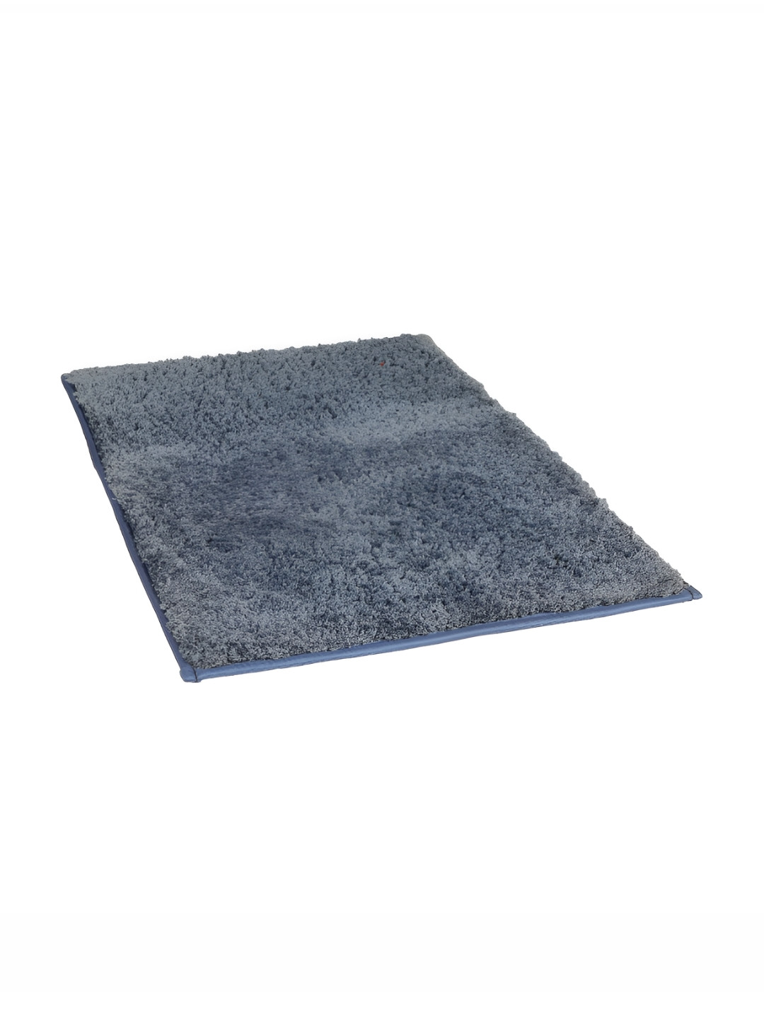 Aura Blue Textured Microfiber Bath Rug