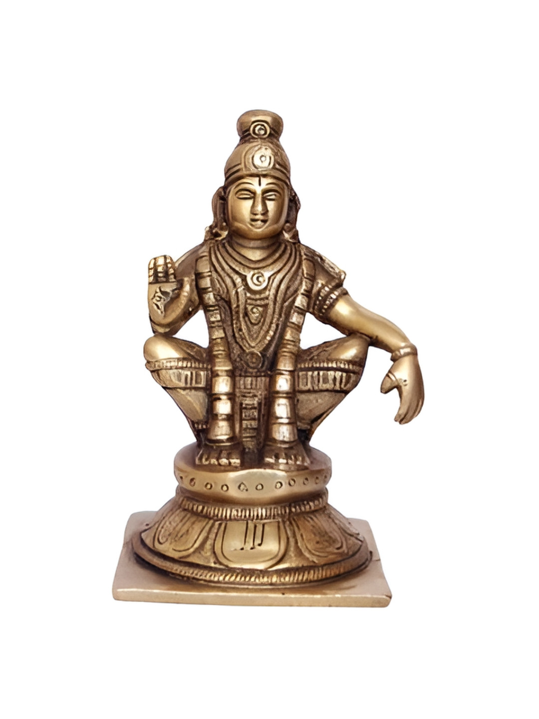 Aakrati Ayyappa Yellow Brass Metallic Prayer Room Small Showpiece -