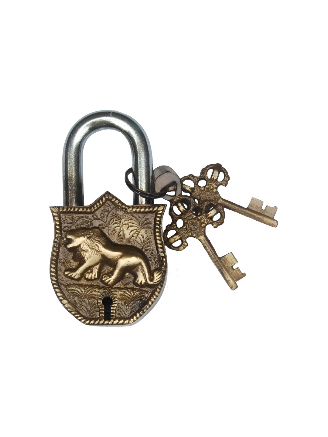 Aakrati Lion Yellow Brass Metallic Prayer Room Hand-Crafted Tiny Showpiece -