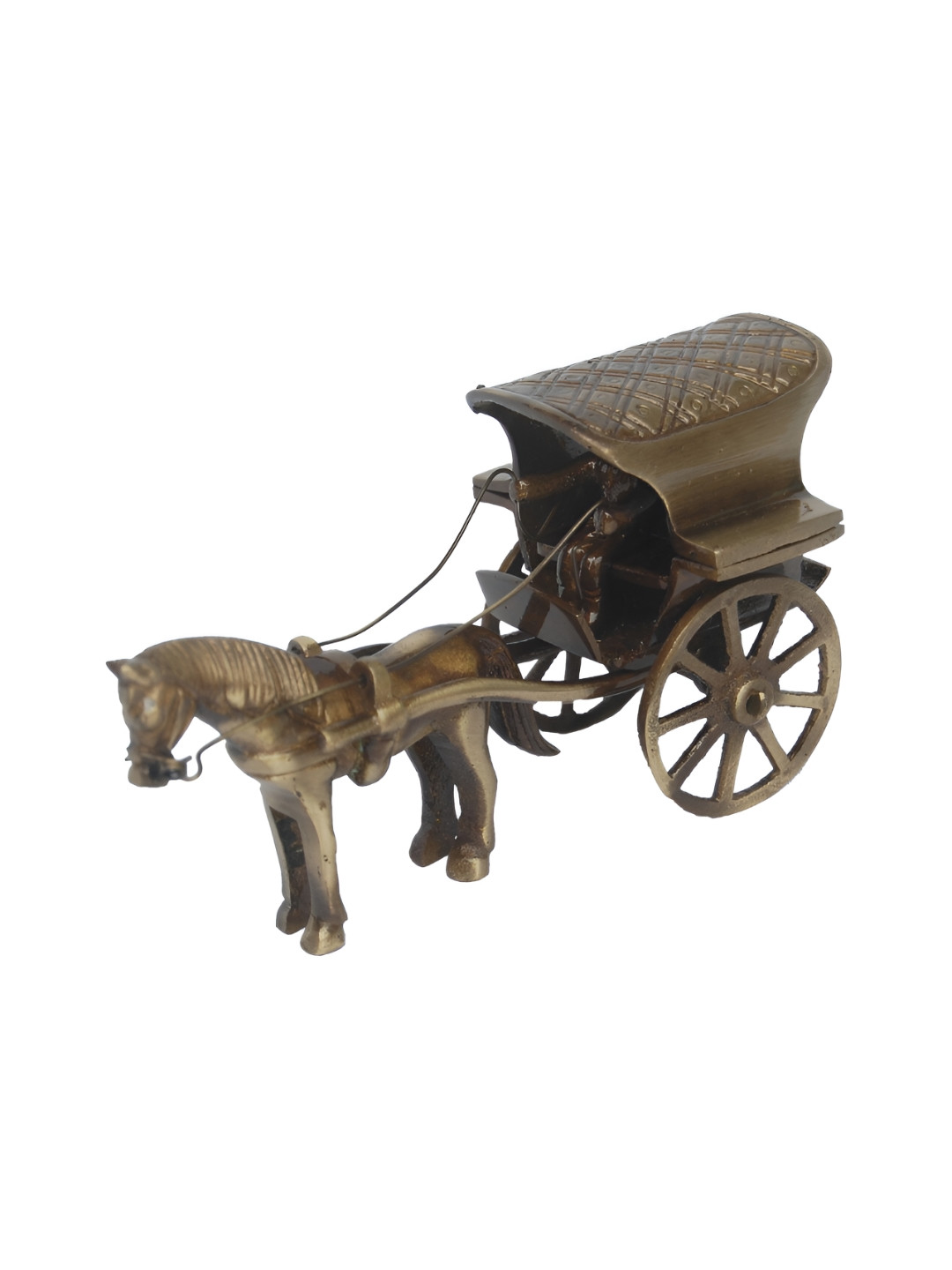 Aakrati Rare Horse Cart Metallic Brass Living Room Medium Showpiece -