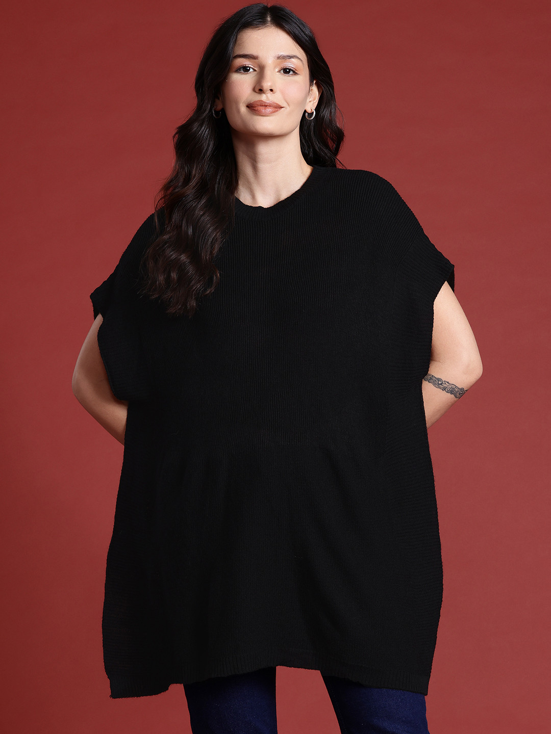 all about you Women Longline Acrylic Poncho