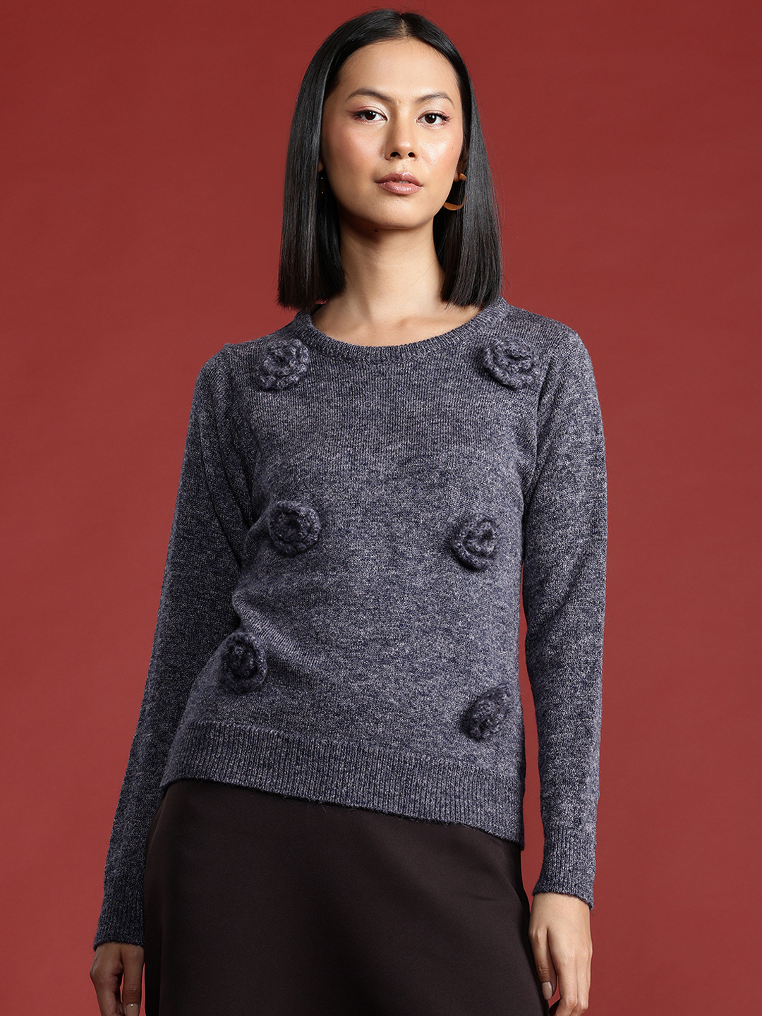 all about you Floral Crochet Pullover