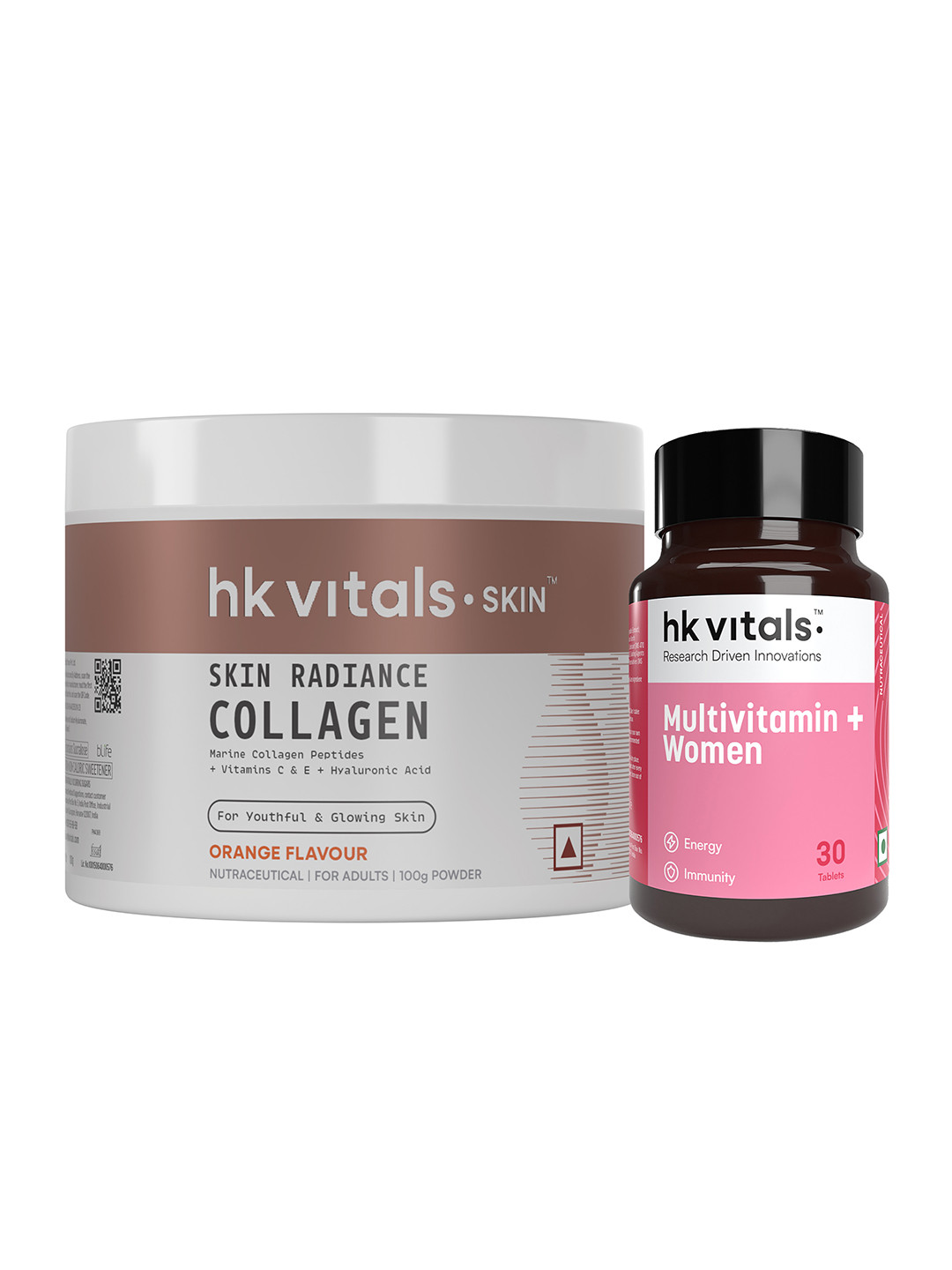 HK VITALS Skin Radiance Collagen -100g Orange & Women Multivitamin Plus - 30 Tablets