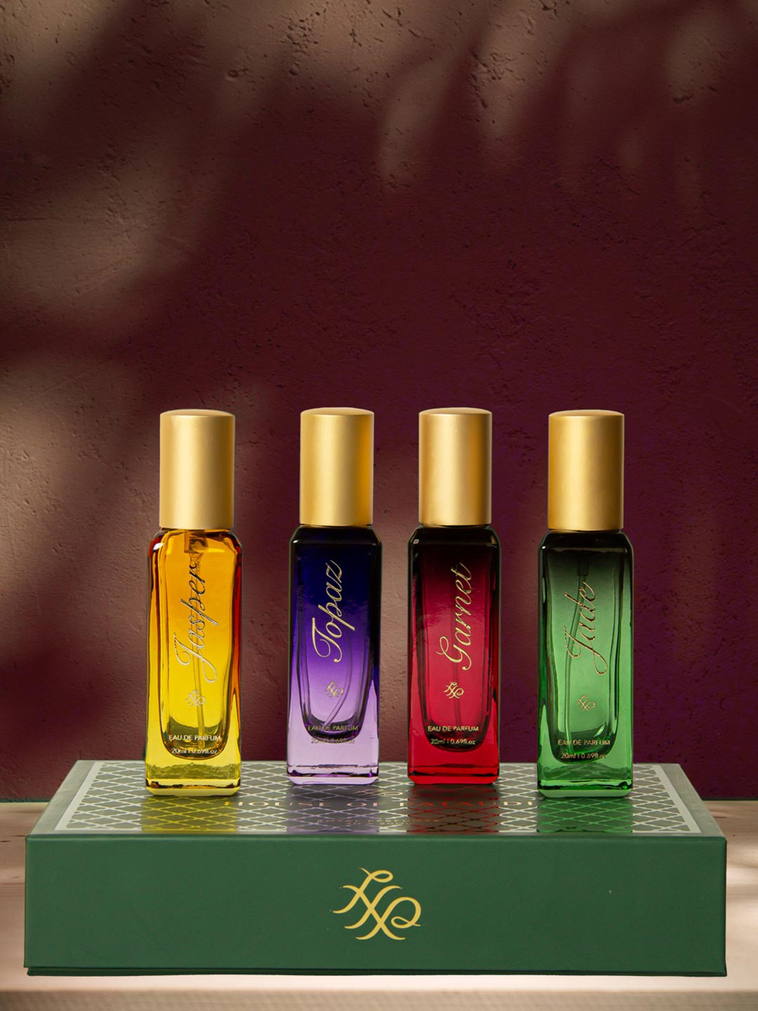 House of Pataudi Topaz-Jade-Garnet & Jasper Set Of 4 Eau De Parfum - 20ml Each