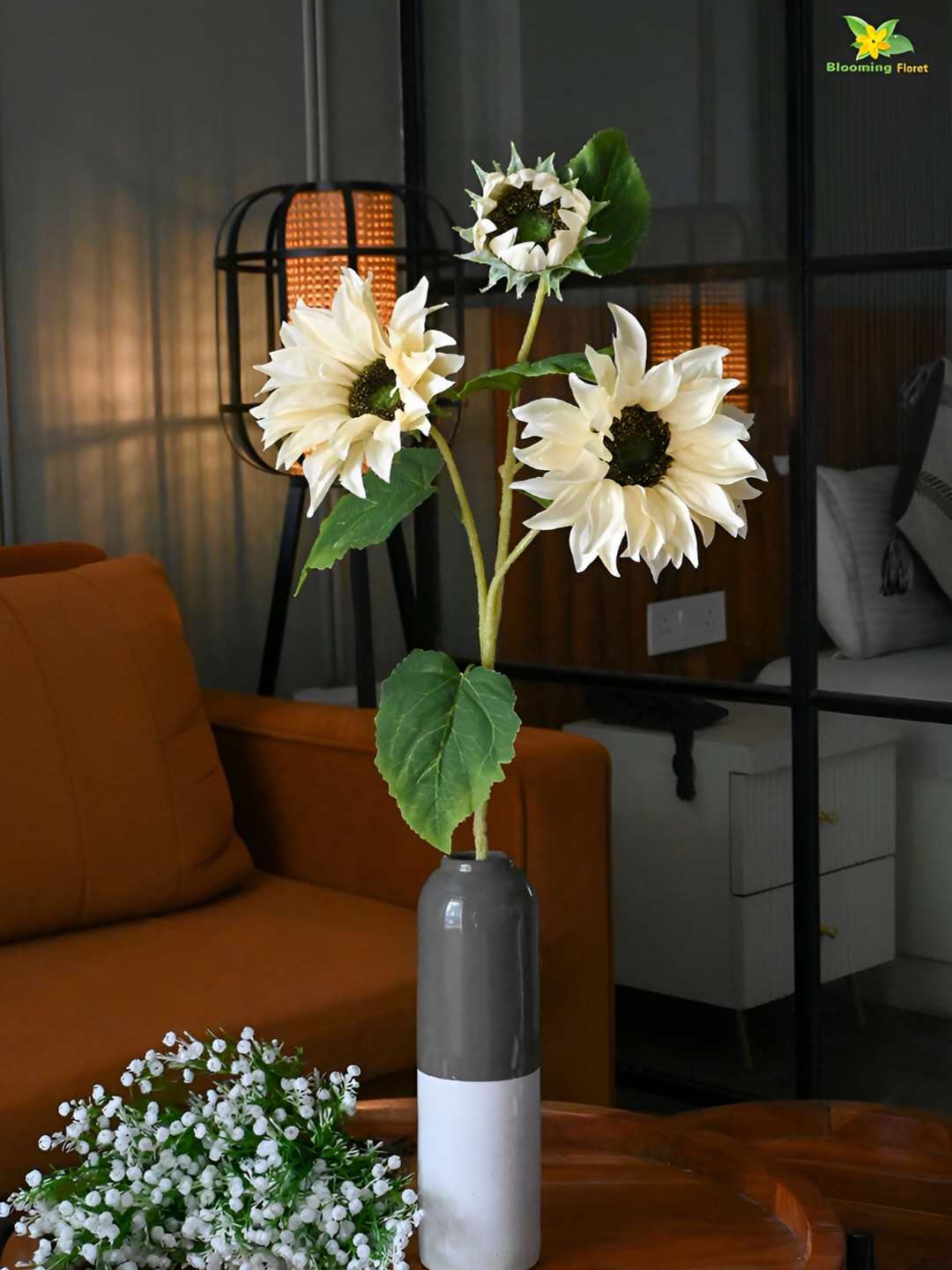 Blooming Floret Off White 1 Pieces Sunflower Artificial Flower