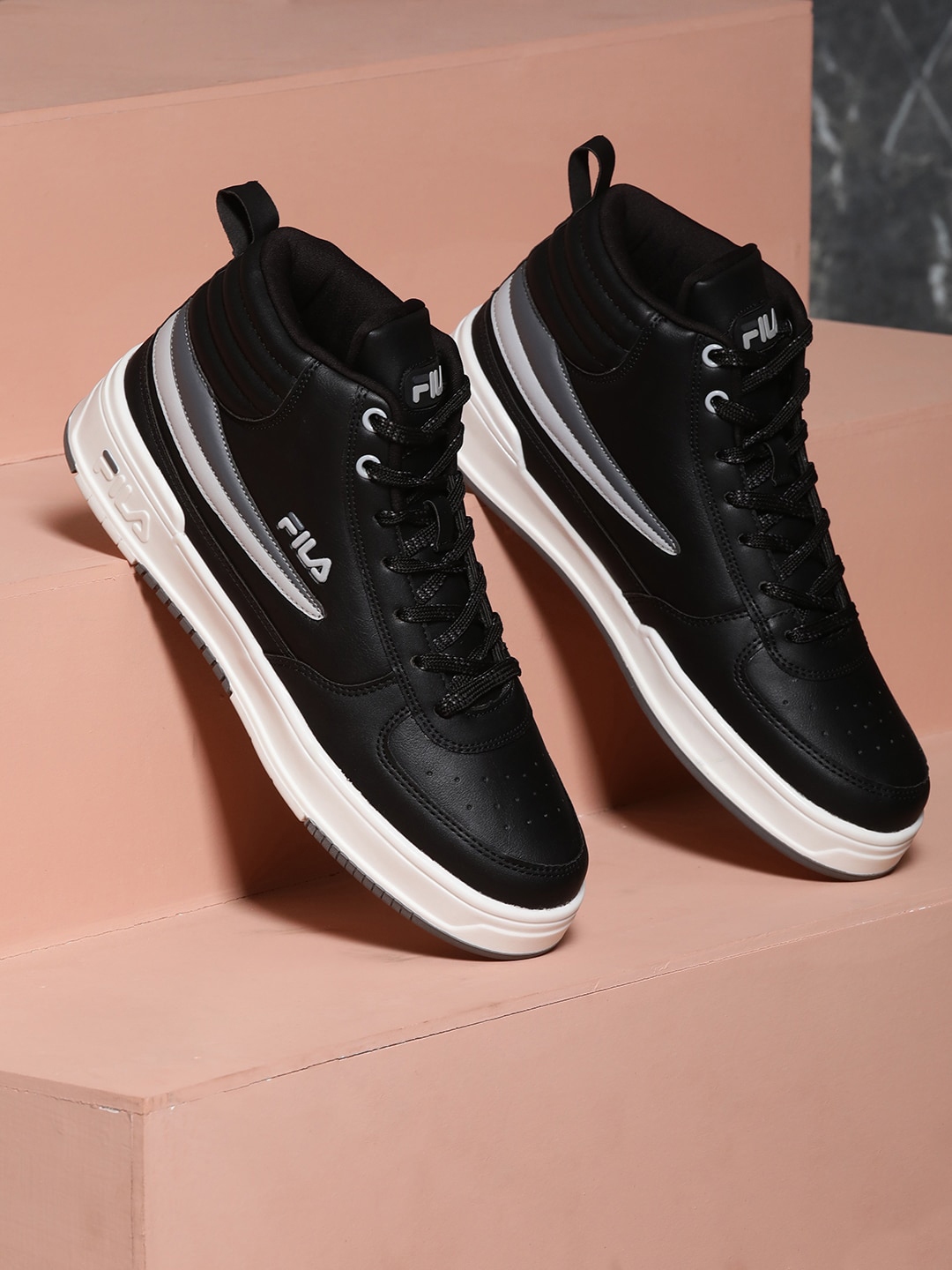 Fila black high top shoes best sale