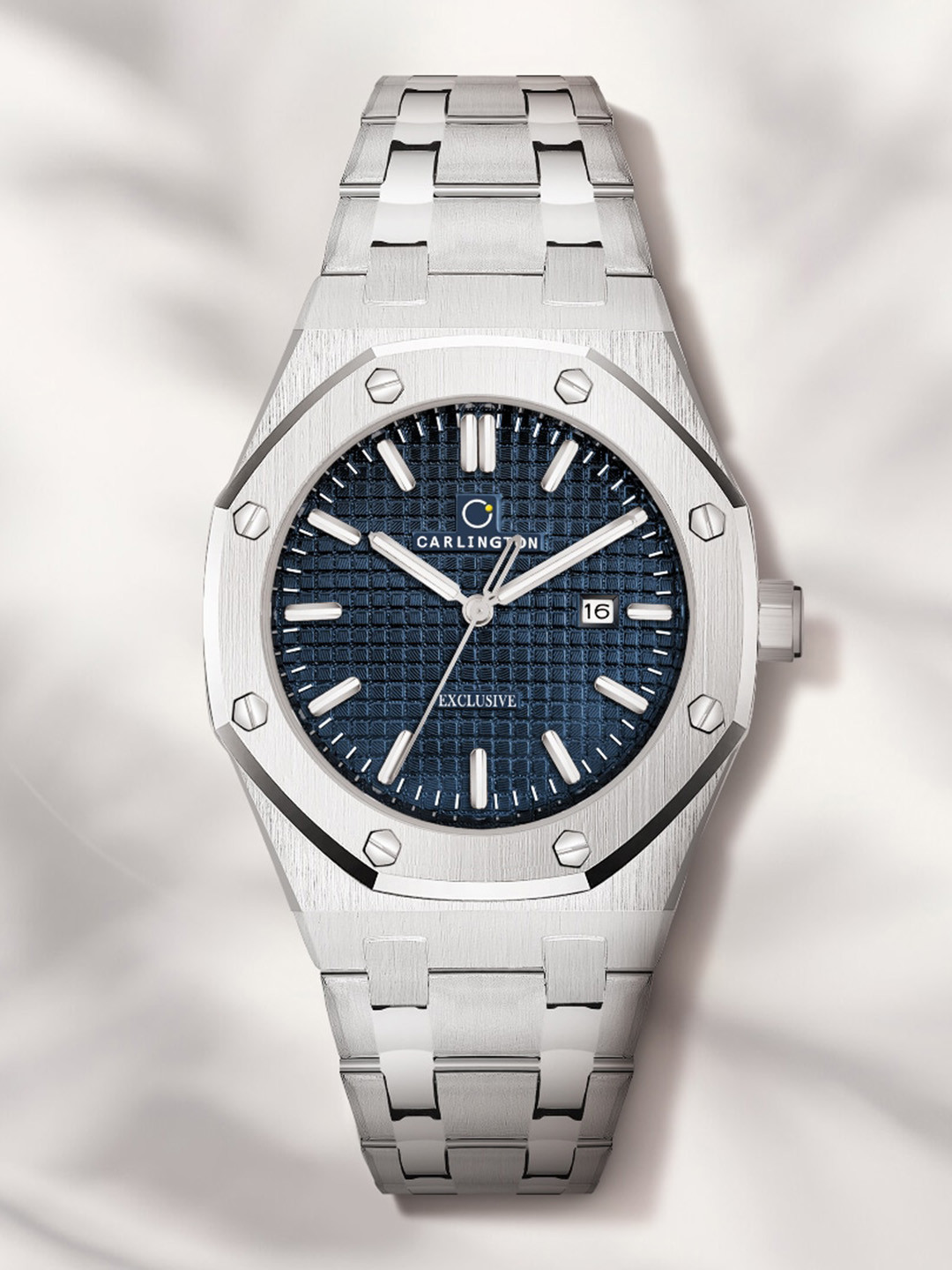 CARLINGTON Men Bracelet Style Straps Analogue Watch Exclusive 8866 Steel Blue