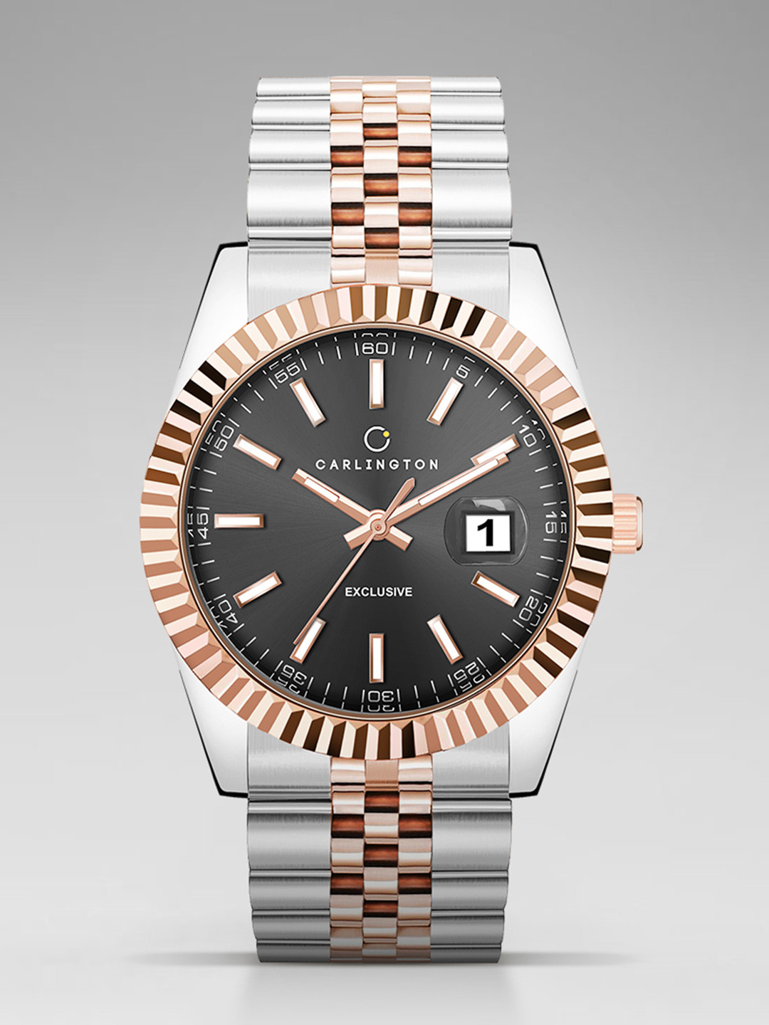 CARLINGTON Men Radium Dial Analogue Watch Exclusive 8811 Two Tone Black Gents