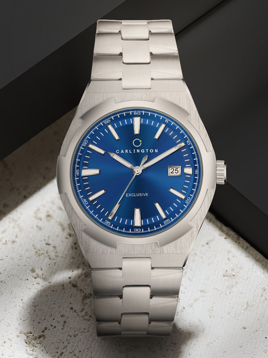 CARLINGTON Men Embellished Bracelet Style Straps Analogue Watch Exclusive 8877