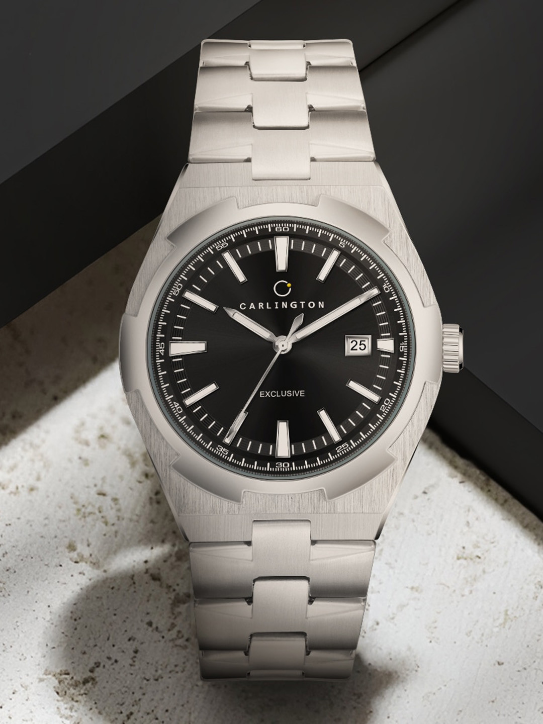 CARLINGTON Men Radium Dial Analogue Watch Exclusive 8877 Steel Black