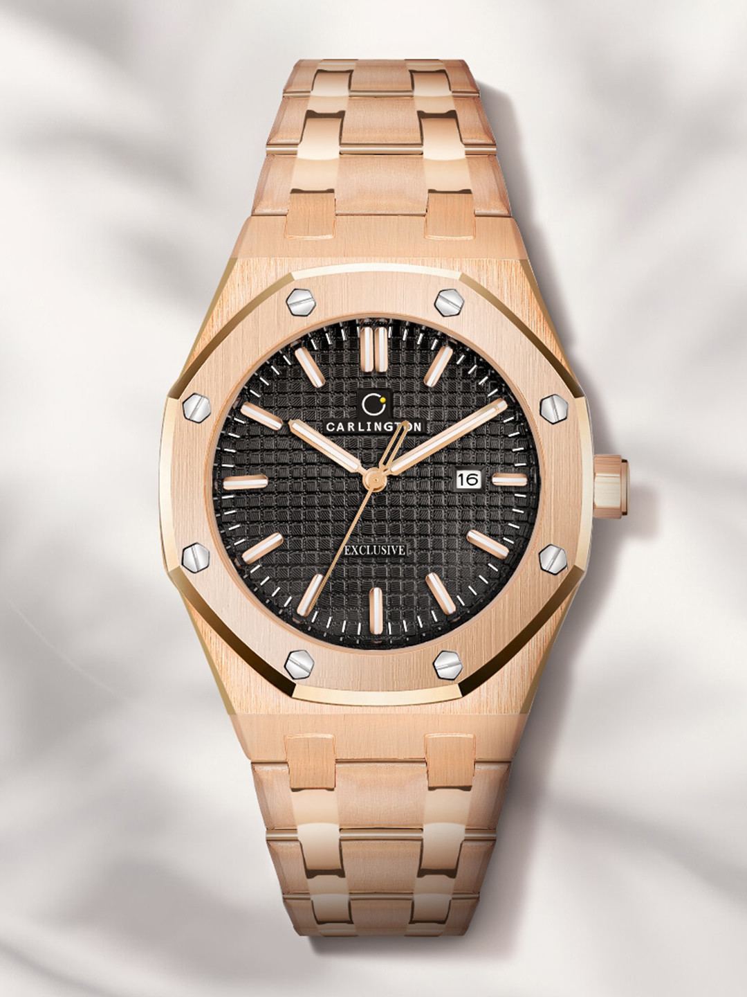 CARLINGTON Men Bracelet Style Straps Analogue Watch Exclusive 8866 Rose