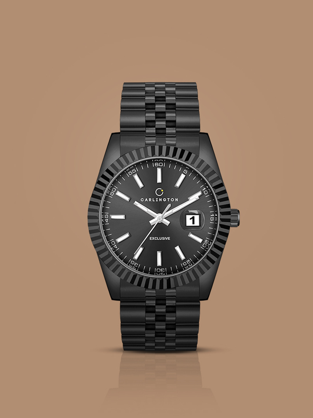 CARLINGTON Men Bracelet Style Straps Analogue Watch Exclusive 8811 Black Gents