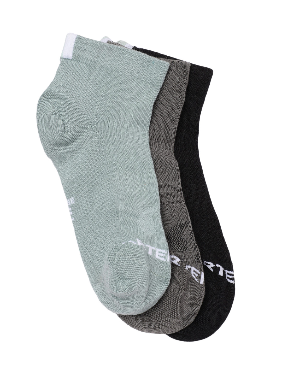 Decathlon ARTENGO - Adult Pack Of 3 Khaki Grey Black Mid Ankle Socks