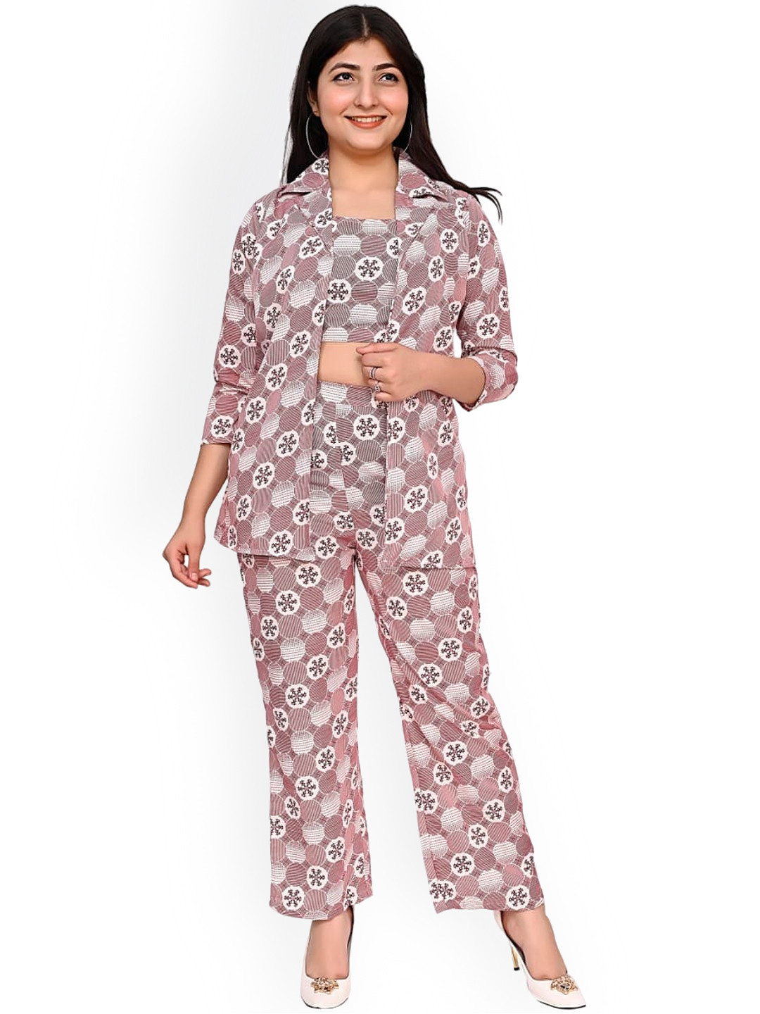 FELLAMO Girls Printed Top With Blazer & Trousers Clothing Set