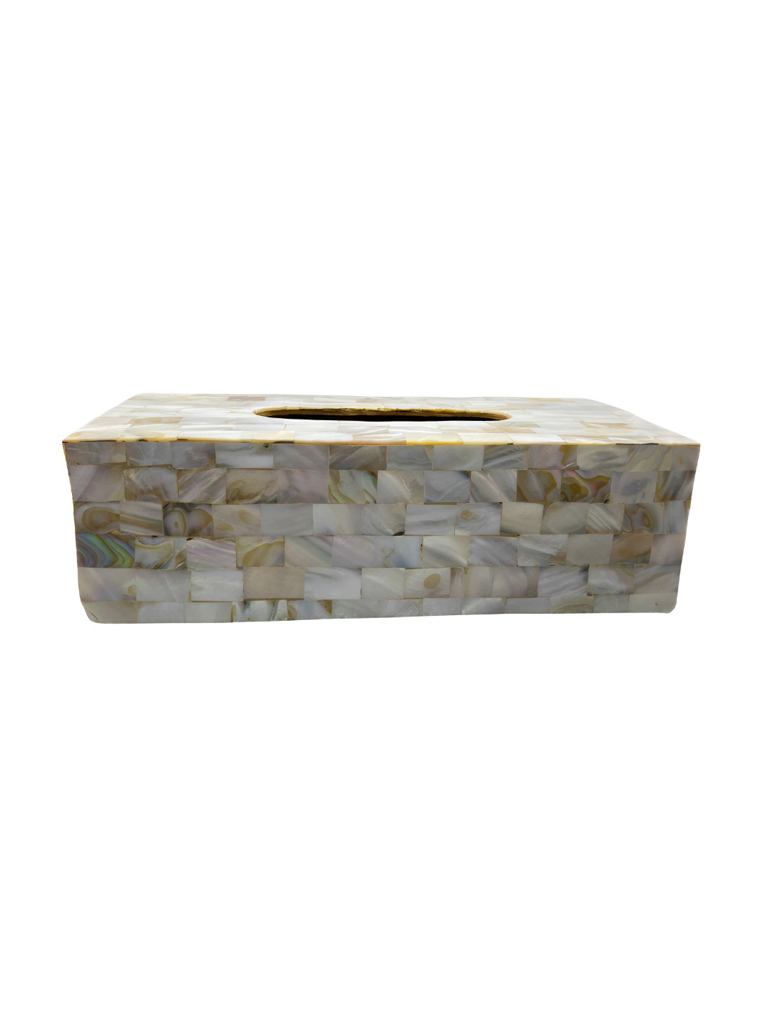 INDIA MEETS INDIA Cream Coloured & White Printed Tissue Box Holder