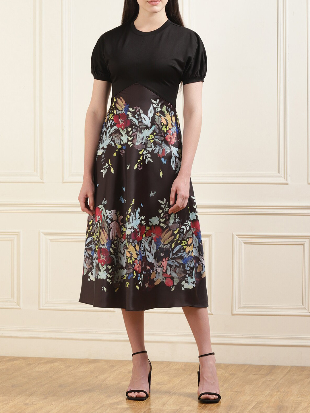 Ted Baker Floral Print Puff Sleeve Maxi Dress