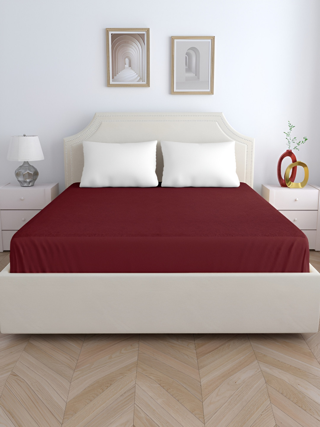 Home Ecstasy Maroon Water Resistant Mattress Protector