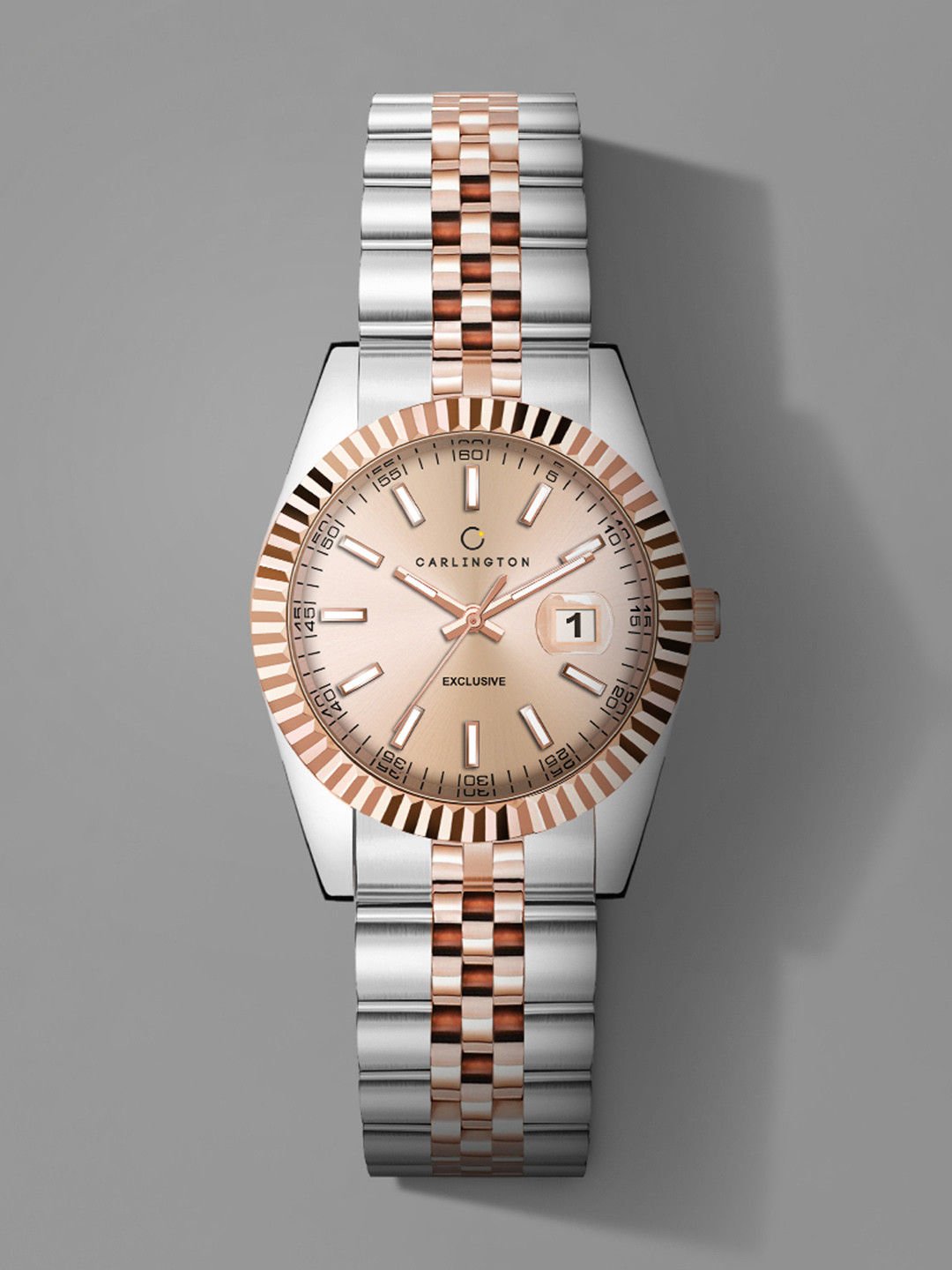 CARLINGTON Women Bracelet Style Straps Analogue Watch Exclusive 8811 Two Tone Rose Ladies