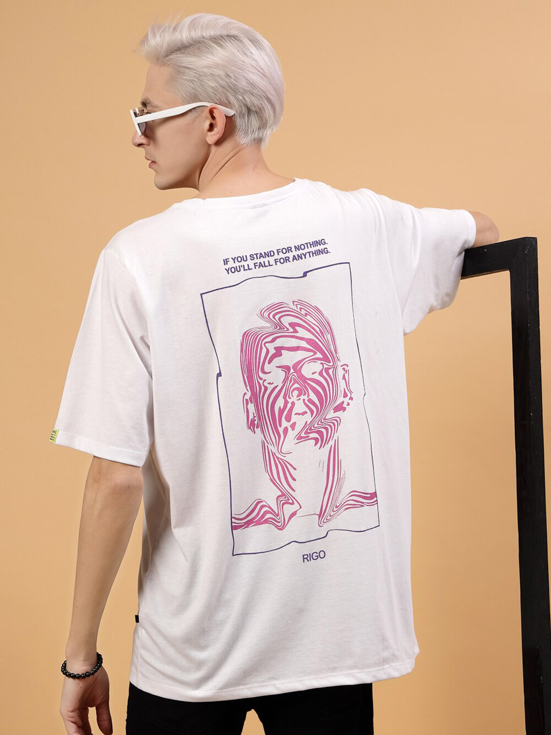 Rigo Men Printed Jersey Drop Shoulder Oversized T Shirt