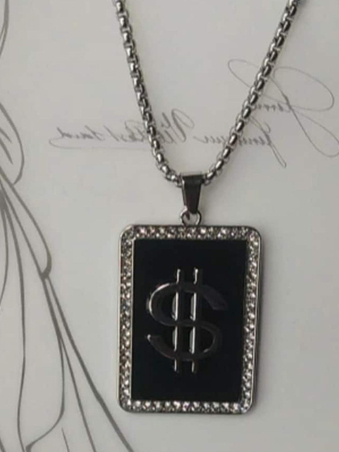 SALTY Stainless Steel Square Pendant With Chain