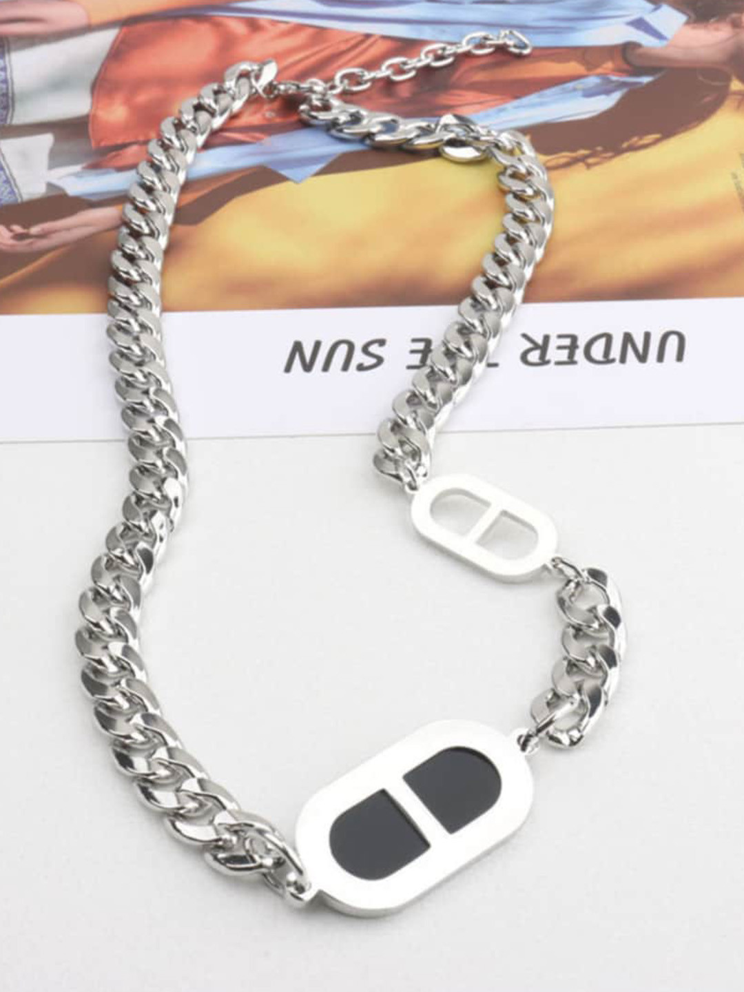 SALTY Bold Rebellion Men Stainless Steel Contemporary Pendant with Chain