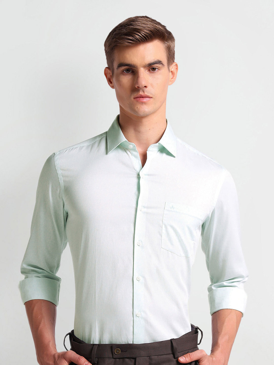 Arrow Slim Fit Micro Ditsy Printed Twill Weave Pure Cotton Formal Shirt