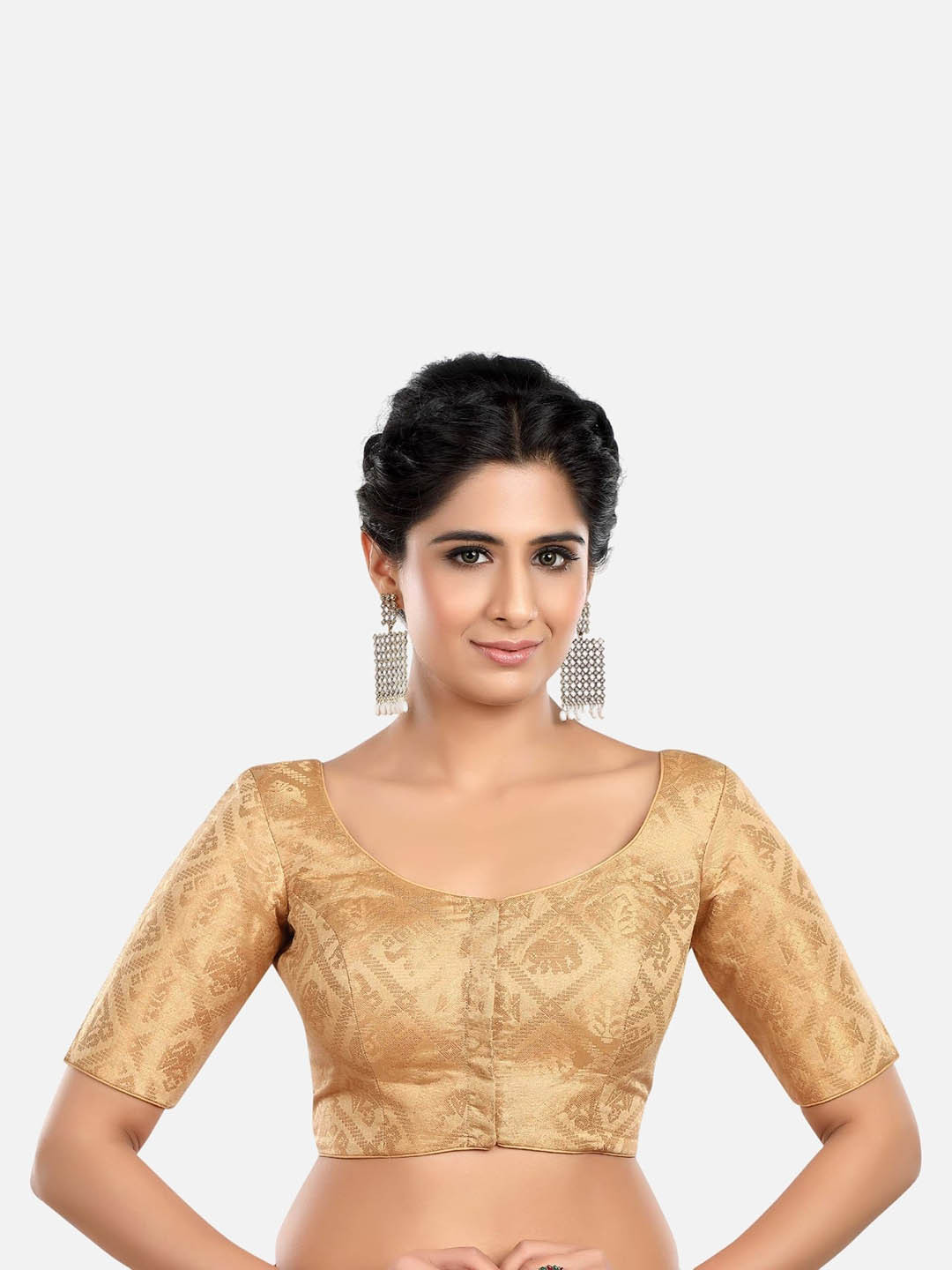 Biyu Printed Half Sleeves Saree Blouse