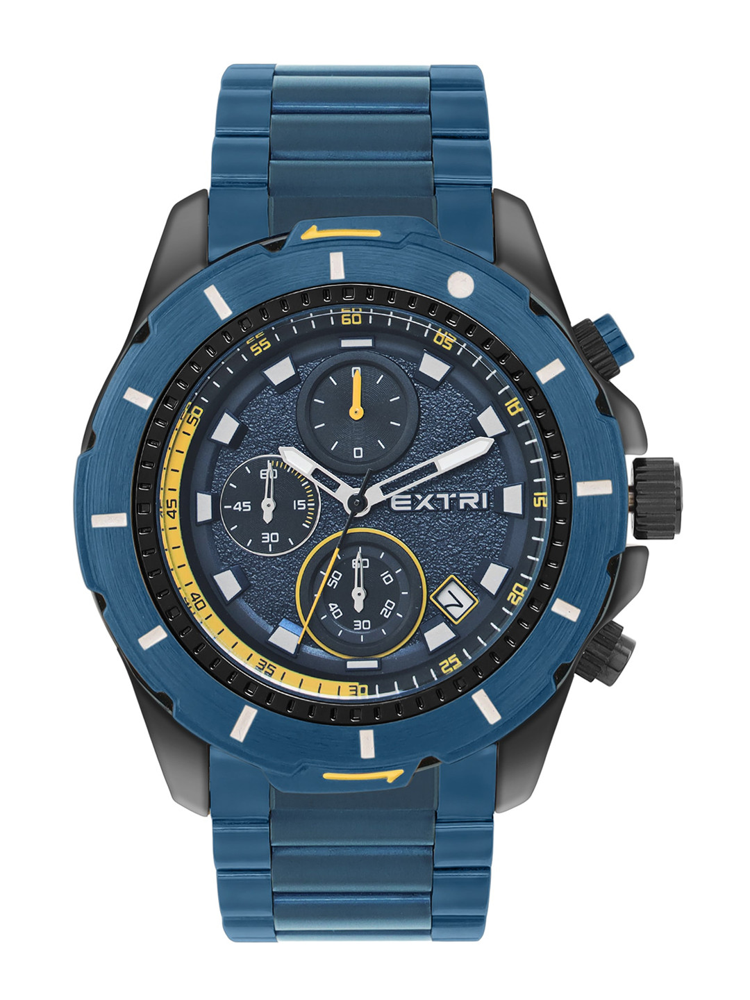 EXTRI Men Textured Dial & Stainless-Steel Straps Analogue Chronograph Watch X6071-D